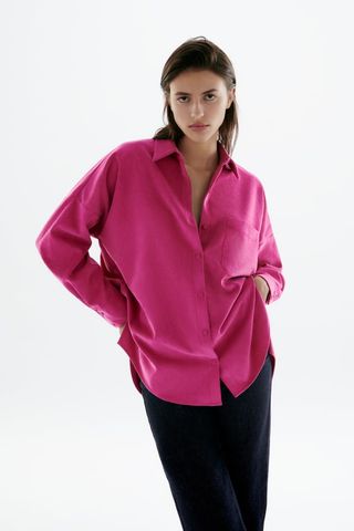 Zara + Poplin Shirt With Topstitching
