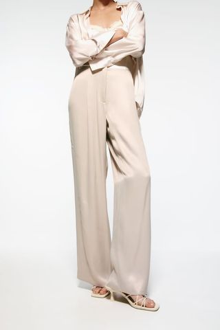 Zara + Satin Full-Length Trousers
