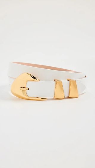 By Far + Moore White Semi Patent Leather Belt