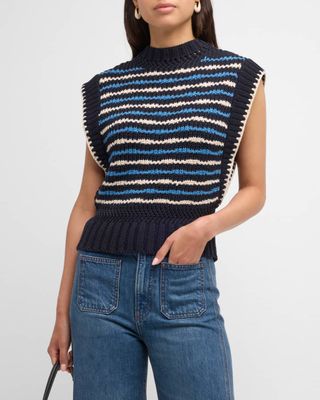 Veronica Beard + Tarina Stripe Mock-Neck Sweater Vest