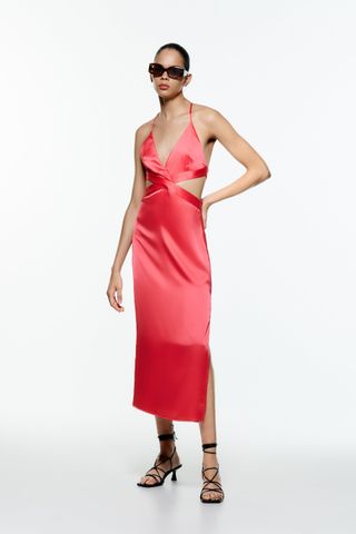 Zara + Satin Effect Cut Out Dress