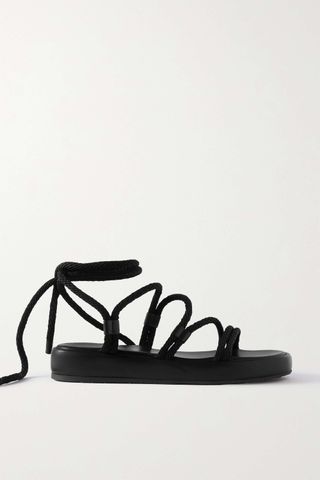 Gianvito Rossi + Lace-Up Leather-Trimmed Rope Sandals
