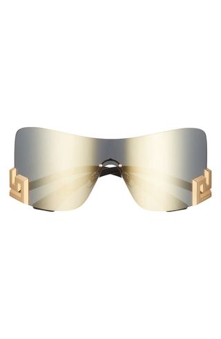 Versace + 40mm Irregular Mirror Shield Sunglasses