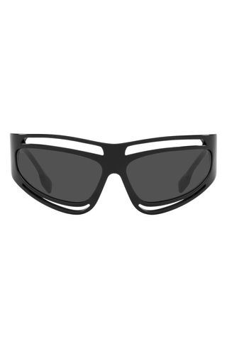 Burberry + 65mm Cutout Frame Shield Sunglasses