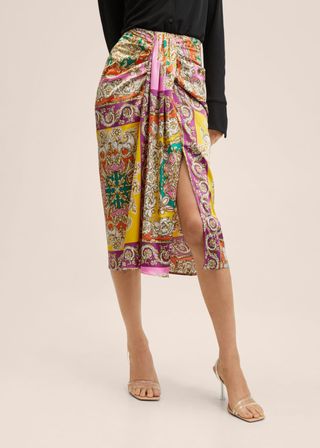 Mango + Draped Satin Skirt