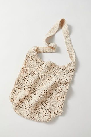 Zara + Crochet Woven Shoulder Bag