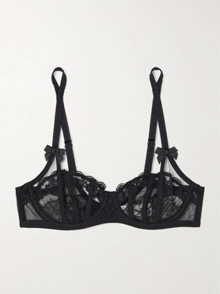 Agent Provocateur + Mariann Tulle and Lace Underwired Soft-Cup Balconette Bra