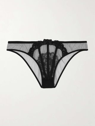 Agent Provocateur + Mariann Lace-Trimmed Tulle Briefs
