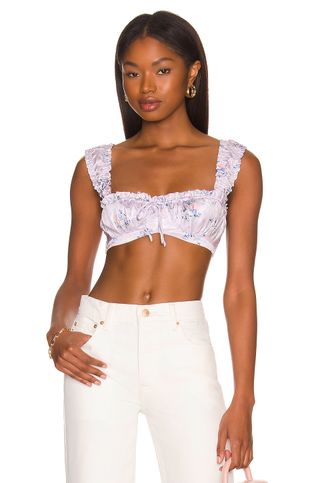 More to Come + Sloane Ruched Crop Top in Lavender