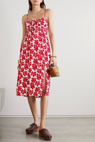 Faithfull the Brand + Orsitta Shirred Floral-Print Crepe Midi Dress