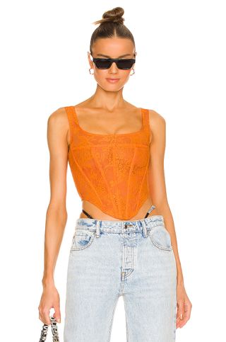 Miaou + Campbell Corset Top in Tangerine