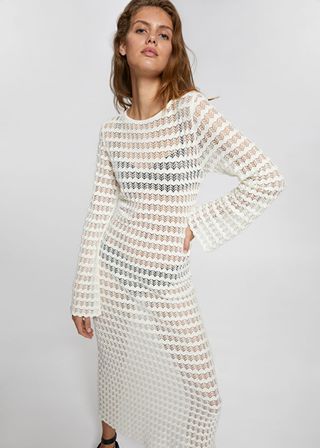 & Other Stories + Open Tie-Back Pointelle Knit Dress