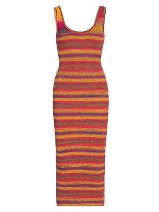 Ramy Brook + Striped Rib-Knit Midi-Dress