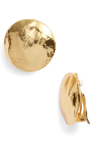 Karine Sultan + Eva Shell Disc Clip-On Earrings