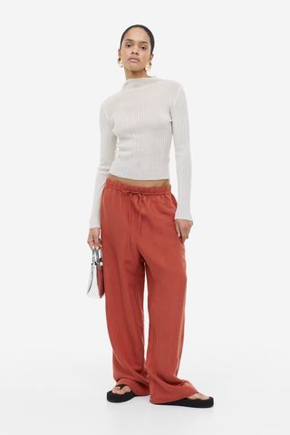H&M + Linen-Blend Pull-On Trousers