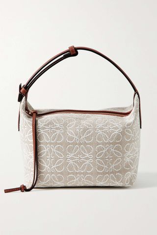 Loewe + Cubi Small Leather-Trimmed Canvas-Jacquard Tote