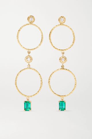 Octavia Elizabeth + Nesting Gem 18-Karat Recycled Gold, Emerald and Diamond Earrings