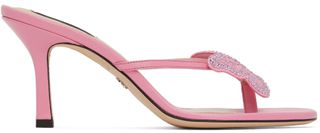 Blumarine + Pink Butterfly Heeled Sandals