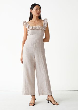 & Other Stories + Printed Frilled Linen Jumpsuit