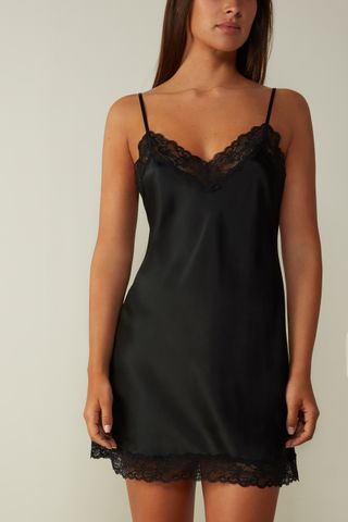 Intimissimi + Silk Slip With Lace Insert Detail