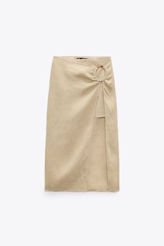 Zara + Linen Wrap Skirt
