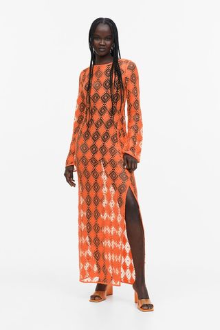 H&M + Open-Backed Crochet-Look Dress