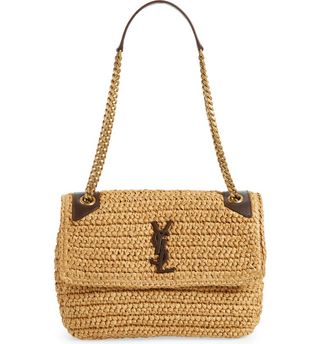 Saint Laurent + Medium Niki Raffia Shoulder Bag