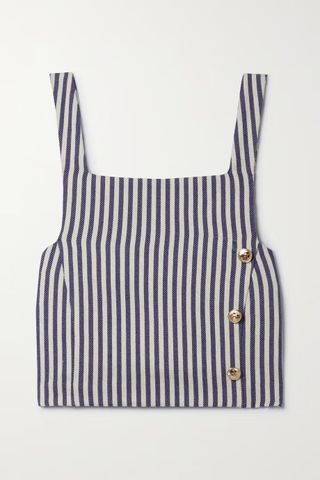 Miguelina + Evelyn Cropped Striped Cotton-Twill Tank