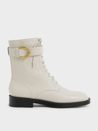 Charles & Keith + Gabine Buckled Leather Ankle Boots​