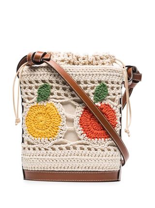 Staud + Anita Fruit-Detail Crochet Bucket Bag