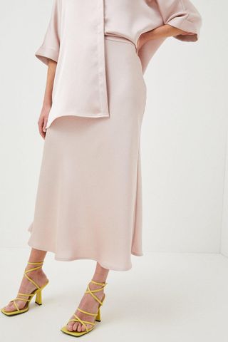 Karen Millen + Satin Woven Slip Skirt