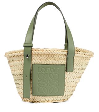 Loewe + Leather Trim Basket Bag