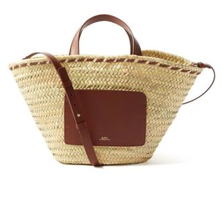 A.P.C. + Zoe Leather-Trimmed Raffia Basket Bag