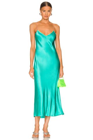 Dannijo + Midi Slip Dress in Neon Turquoise