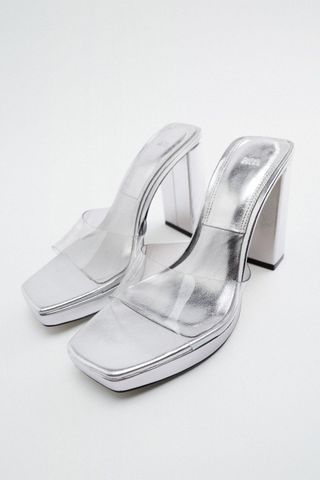 Zara + High Heeled Vinyl Sandals