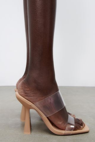 Zara + High Heeled Vinyl Mules