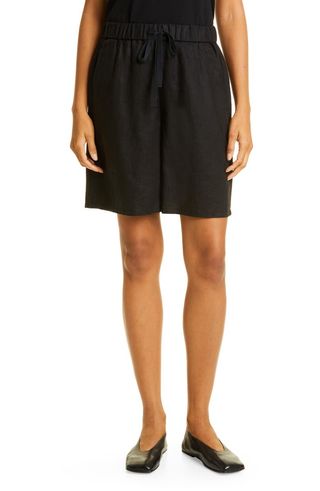 Eileen Fisher + Drawstring Organic Linen Shorts