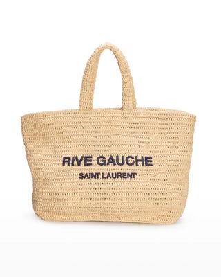 Saint Laurent + Rive Gauche Raffia Tote Bag