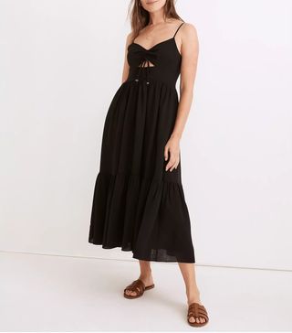 Madewell + Ruched Keyhole Tiered Midi Dress