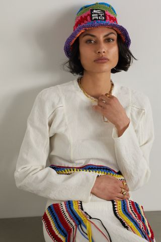 Etro + Appliquéd Crocheted Cotton-Blend Bucket Hat
