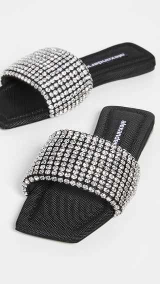 Alexander Wang + Anya Crystal Flat Slide Sandals