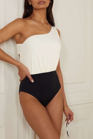 Zeus + Dione + Calypso One-Shoulder Two-Tone Swimsuit