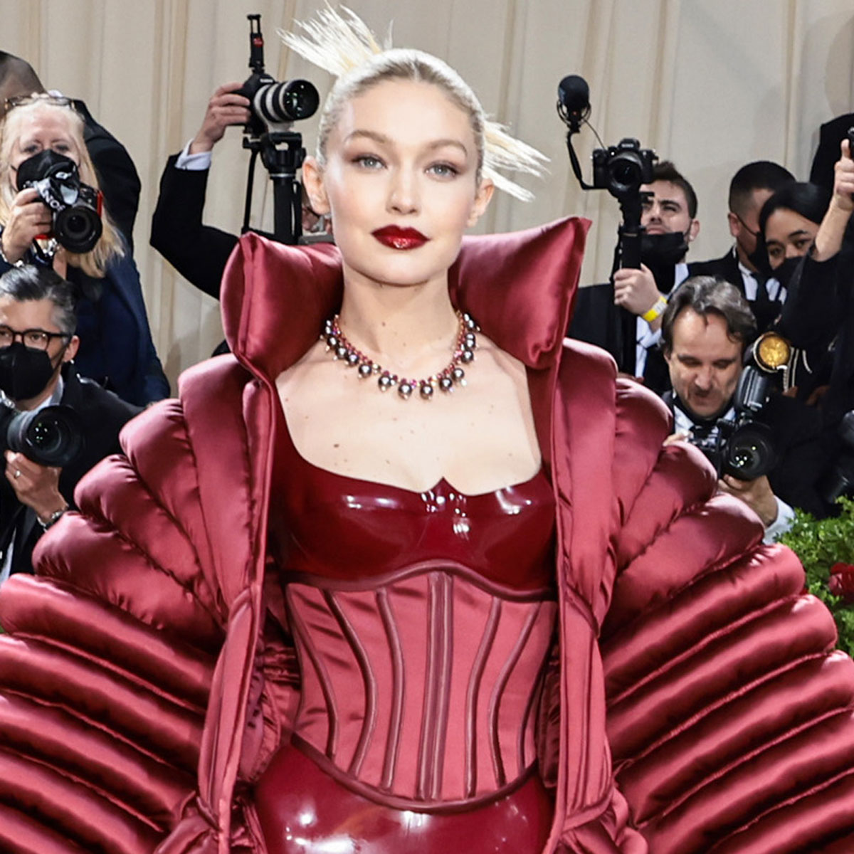 Gigi Hadid Wore a Corseted Leather Catsuit to the Met Gala