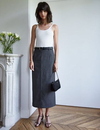 Pixie Market + Low Waisted Grey Skirt