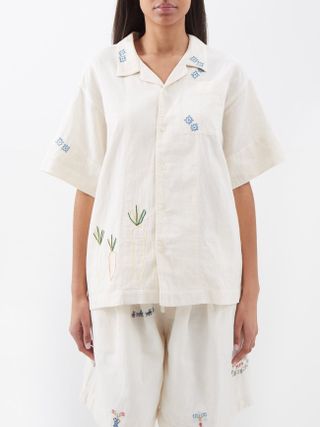 Story Mfg. + Greetings Embroidered Cotton-Blend Shirt