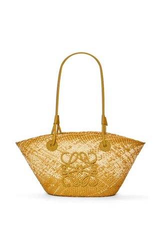 Loewe + Small Anagram Basket Bag in Iraca Palm and Calfskin