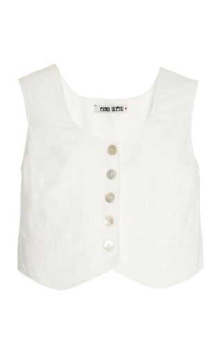 Ciao Lucia + Edda Linen-Cotton Cropped Vest