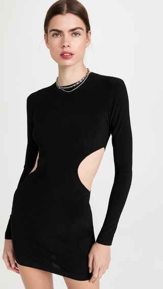 Norma Kamali + Long Sleeve Mini Dress