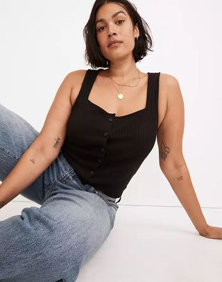Madewell + Ribbed Button-Front Crop Tank