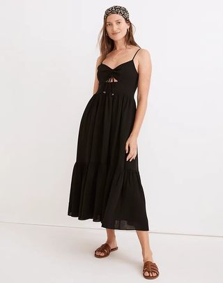 Madewell + Ruched Keyhole Tiered Midi Dress